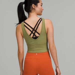 Lululemon Power Pivot Ribbed Tank Top - Size 10 | Bronze Green